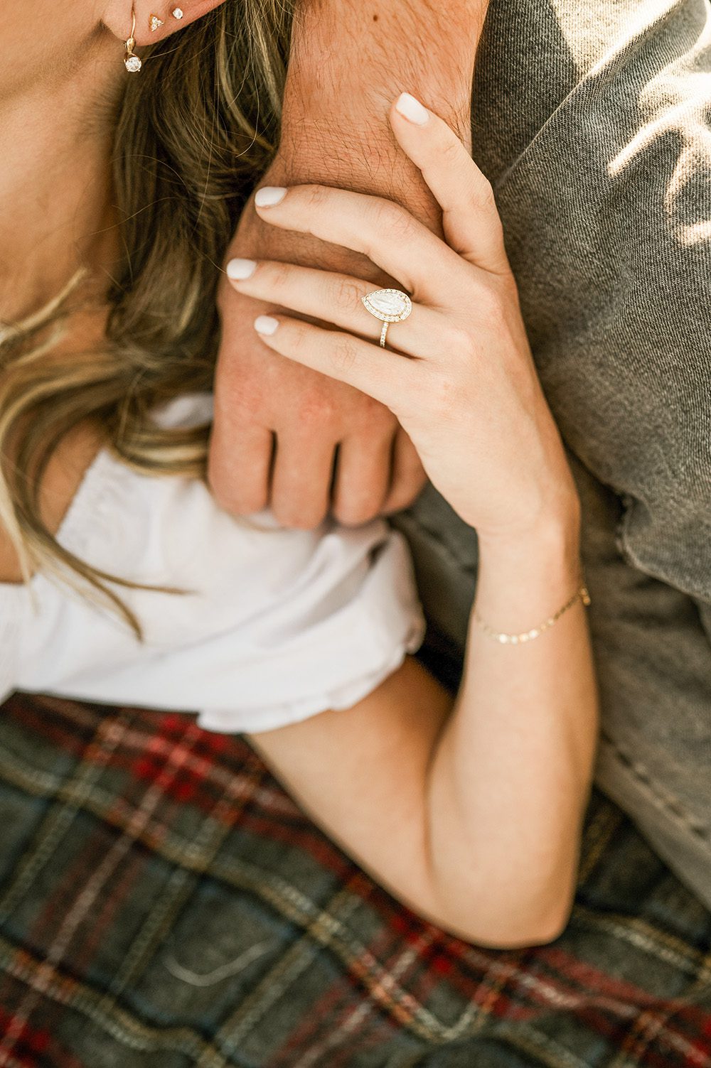 Engagement photos in the mountains near Bend Oregon with Sisters Mountains
